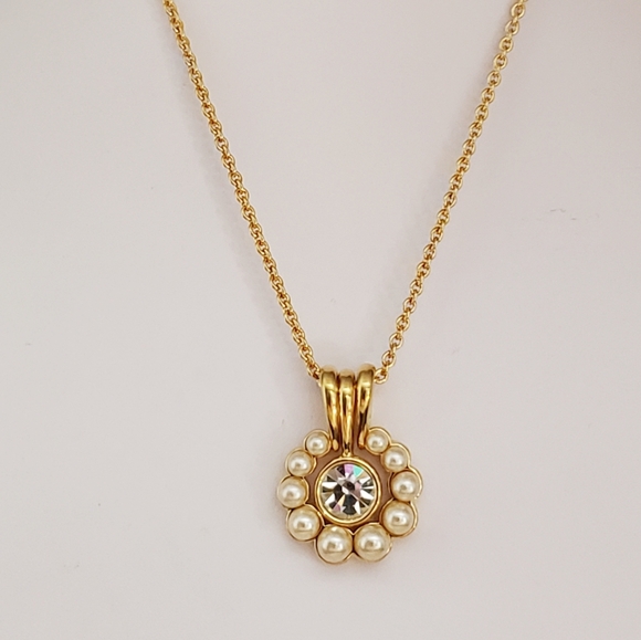 Stunning Vint Nolan Miller Interchangeable Pearl & Rhinestone Pendant Necklace - Picture 9 of 9